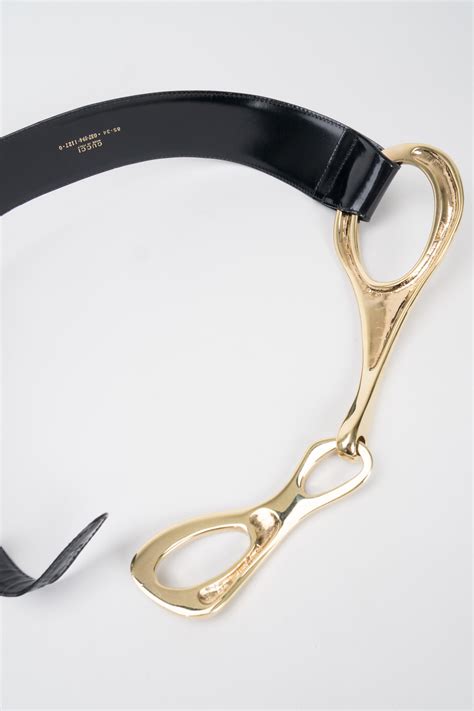 Gucci Tom Ford 1996 Leather Gold Gilt Buckle Belt .